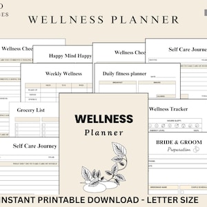 Minimal Wellness Planner, Printable Wellness Planner, Wellness Planner Template, Mental Health Planner, Wellness Tracker Template, Wellness