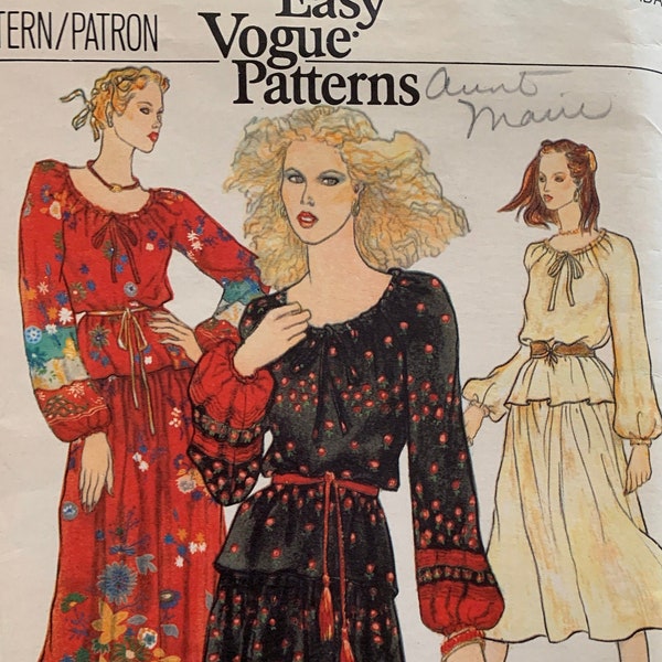 Vintage bohemian 70s Vogue 9963   Romantic Peasant Dress • size 10