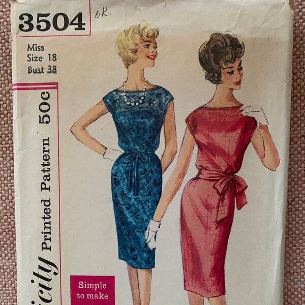 Vintage 60s Simplicity 3504 Sleeveless Dress