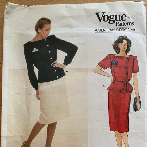 Vogue American Designer 1330 Adele Simpson Top and Skirt - size 12
