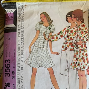 Vintage McCalls 3563 Misses&#39; Dress or Top and Pants • size 12