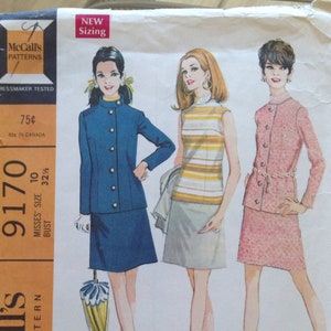 Vintage 1960s McCalls 9170 Misses&#39; Suit sewing pattern size 10