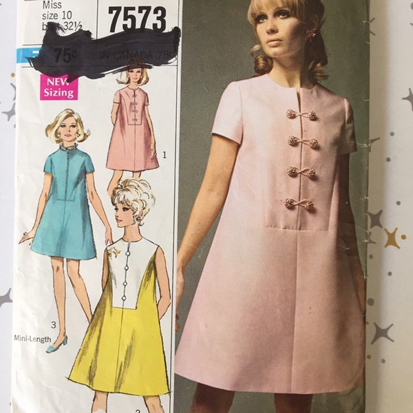 Vintage Simplicity 7573 Mod Tent Dress size 10