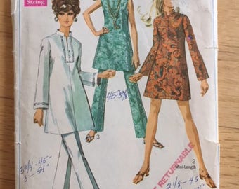 Vintage 60s Simplicity 7994 Dress, Tunic and Pants - size 10