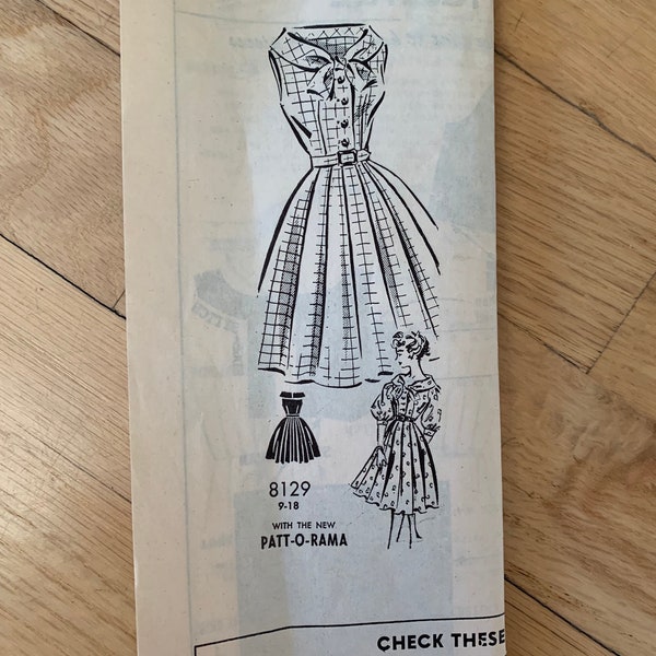 Vintage Patt-O-Rama 8129 dress with full skirt - size 18
