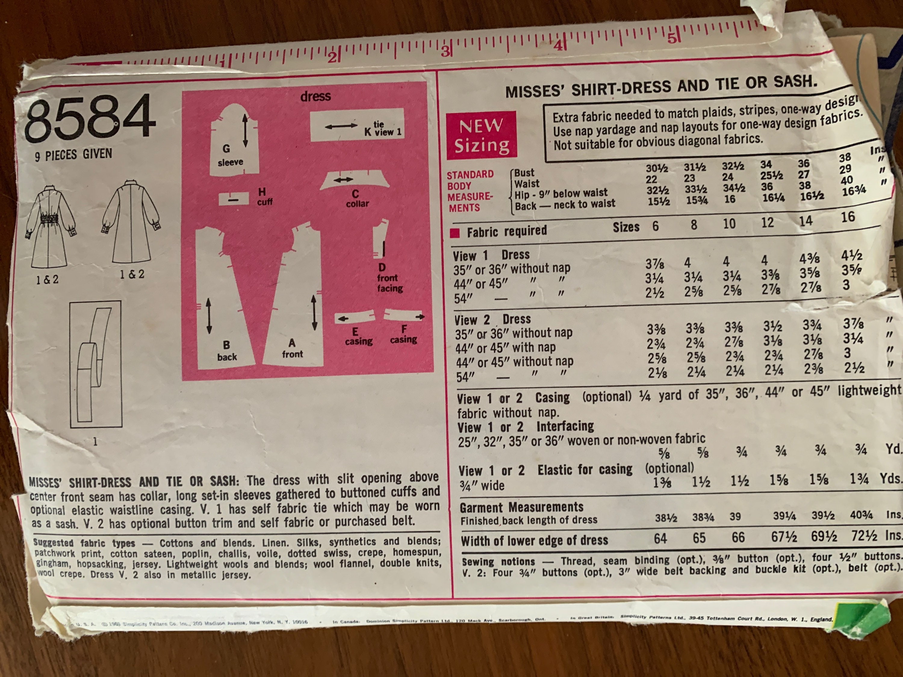 Vintage 1960s Simplicity 8584 One-piece Dress - Size 12 - Etsy