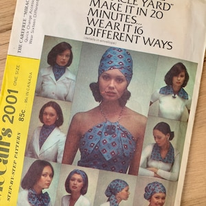 Vintage 60s McCall’s 2001 Miracle Yard Turbans, Halter and Collars