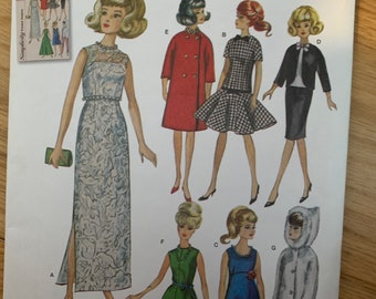 Uncut Simplicity 1242 • Barbie sewing pattern - wardrobe evening dress, skirt, blouse, coat, jacket and pants