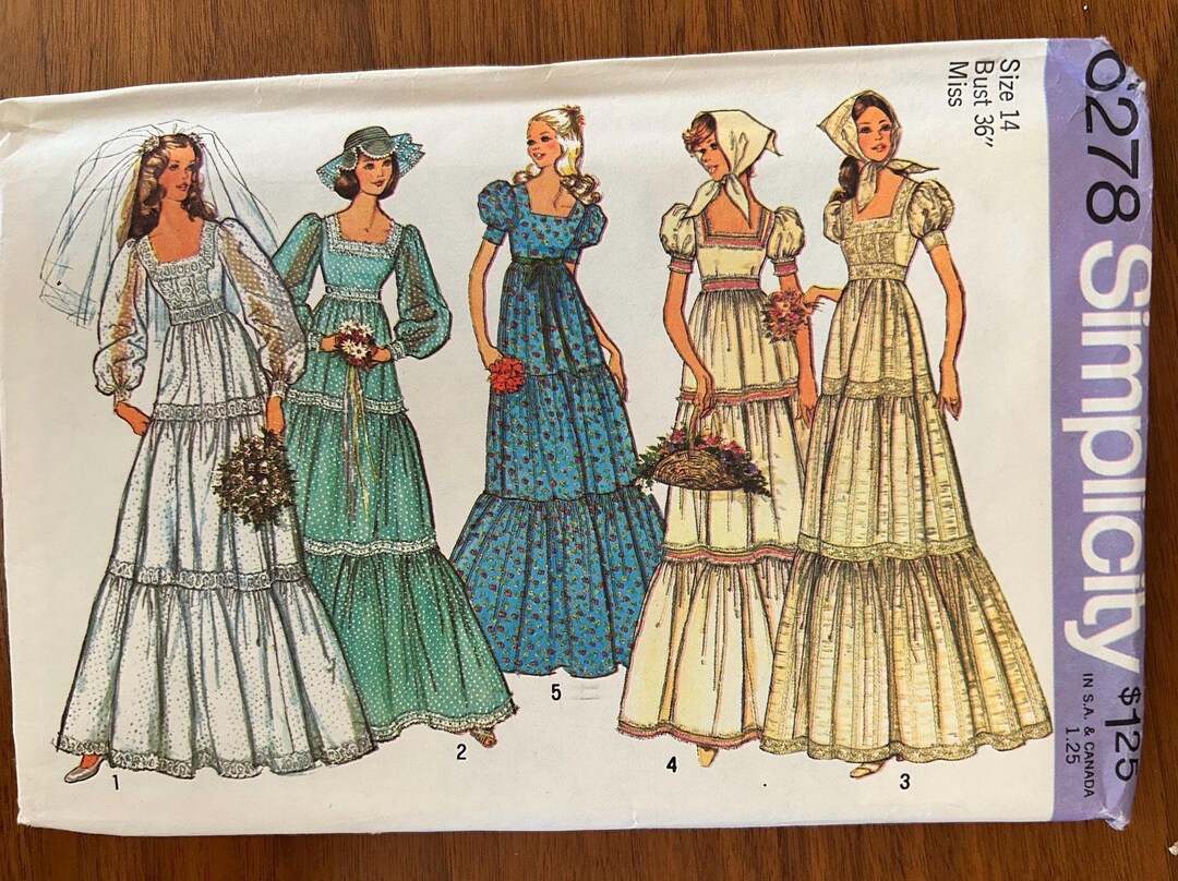 Vintage Simplicity 6278 Wedding Dress Pattern, Size 14 - Etsy