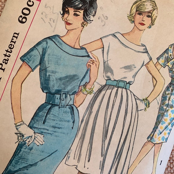 1950s Simplicity 3417 Dress with Slim or full skirt - size 14