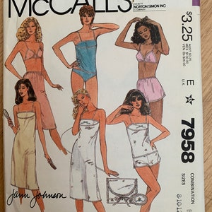 Uncut McCall’s 7958 Camisole, Slip, Half-Slip, Bra and Panties - size 8-10-12