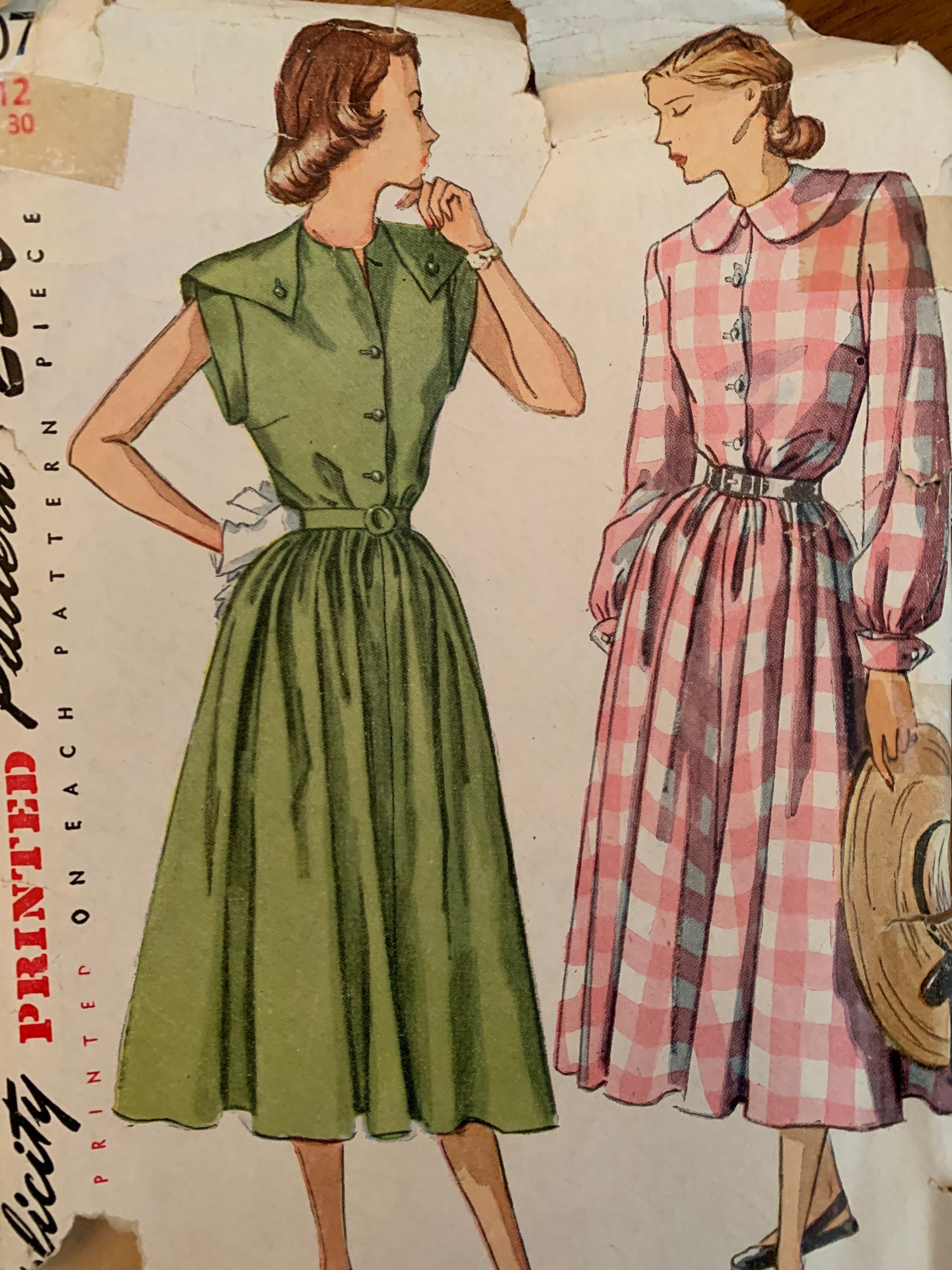 Vintage 40s Simplicity 2406 Misses' Dress - size 12