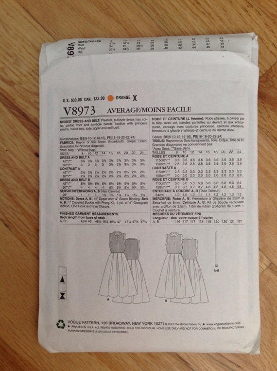Uncut Vintage 50s Vogue Original 73 Dress Size Etsy