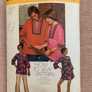 Vintage 70s Simplicity 5828 Pullover Caftan and Pants  • size Men's Medium READ