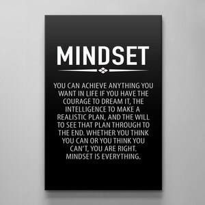 MINDSET Quotes Large Canvas Motivational Wall Art Inspirational Acrylic Glass Effect Art Office Wall Art Illustration Living Room Wall Art