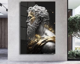 Stoic Statue Male Canvas or Acrylic Wall Art Office Motivational Mindset Art Inspirational Wallpaper Living Room Modern Art