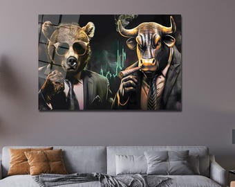Finansiering på canvas, väggdekoration, akrylkonst, kontorshandel, pengahandlare, motiverande konst, regler för framgång, konst, aktiemarknad, rikedom