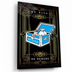 No Risk No Rewards Monopoly Canvas Wall Art Motivation Print Office Wall Art Large Canvas Alec Monopoly Art Gift Idea Wallpaper Print