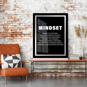 Mindset Substantiv Wandkunst Motivationsdruck Mindset Design, reiche Inspiration, Acryl fertig zum Aufhängen