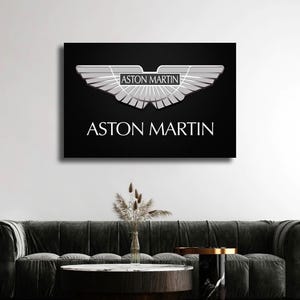 Aston Martin Logo Carbon Canvas or Acrylic Art Inspirational Home or Office Art Garage Wall Art Supercar Aston Martin Sports Car Luxury Logo
