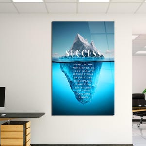 Success Iceberg Motivational Quotes Canvas Wall Art Inspirational Acrylic Glass Effect Art Office Wall Art Large Canvas Living Room Wall Art