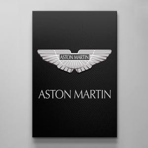 Aston Martin Logo Carbon Canvas or Acrylic Art Inspirational Home or Office Art Garage Wall Art Supercar Aston Martin Sports Car Luxury Logo