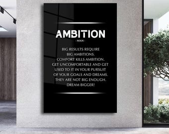 Motivational Canvas Wall Art, Ambition Design, Rich Inspiration, Acrylic Quality Design, Inspirational Office Art, Motivation Quotes Canvas