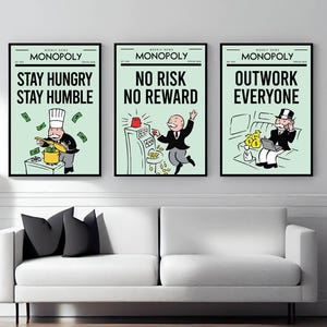 Alec Monopoly Set Wall Art Motivational Canvas Print Alec Rich Man Illustration Modern Office Acrylic Print Monopoly Inspirational Wall Art