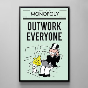 Outwork Everyone Success Canvas Wall Art Inspirational Acrylic Art Office Wall Art Big Canvas Alec Monopoly Art Alec Monopoly Man Canvas Art