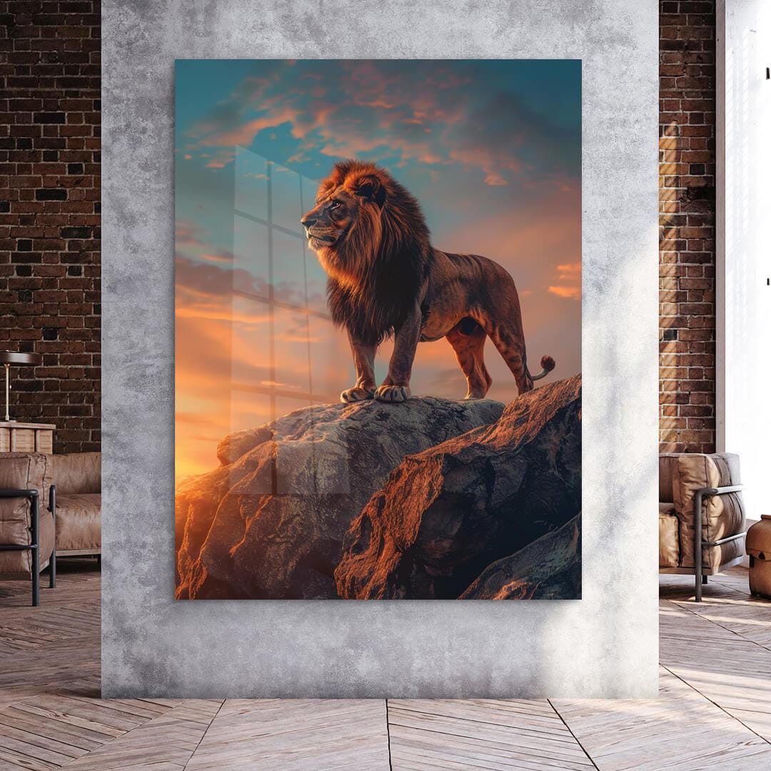 Majestic Lion Canvas Art: Sunset Cliff, Living Room Decor - Etsy