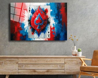 AA Play Card Wall Art Abstract Wall Design Acrylic Glass Effect Image Office Wall Art Colourful Canvas Vibrant Colourful Canvas Design