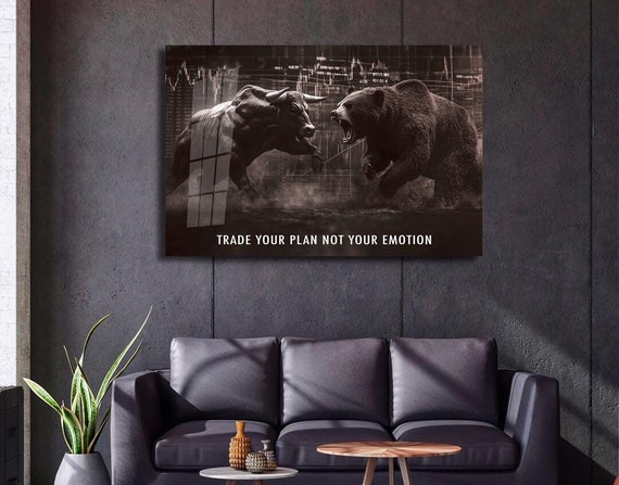 Trade Your Plan Wall Decor Bearish And Bullish Canvas Art Office Poster Trading Money Trader Motivational Quotes Rules For Success Wall Art