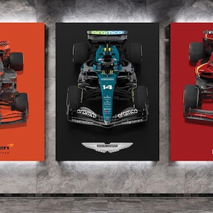 Set of 3 Canvas Wall Art Formula One RaceCar Large Acrylic Print Illustration Modern Office Print Automotive Formula 1 Wall Decor Home