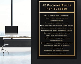 12 Rules For Success - Motivation Quote - Office Canvas Art