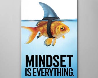 Mindset Is Everything Motivational Wall Art Inspirational Acrylic Effect Art Canvas Office Wallpaper Illustration Living Room Wall Decor
