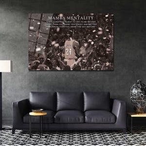 Mamba Mentality Kobe Bryant Canvas Wall Art Motivational Acrylic Grass Wall Art Inspirational Wall Decor Gym Canvas Print Room Wall Decor