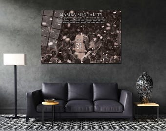 Mamba Mentality Kobe Bryant Canvas Wall Art Motivational Acrylic Grass Wall Art Inspirational Wall Decor Gym Canvas Print Room Wall Decor