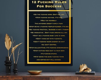 Rules For Success Acrylic Art: Motivational Wall Decor