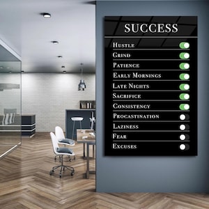 Success Alarm Motivational Quotes Canvas Wall Art Inspirational Acrylic Glass Effect Art Office Wall Art Large Canvas Living Room Wall Art