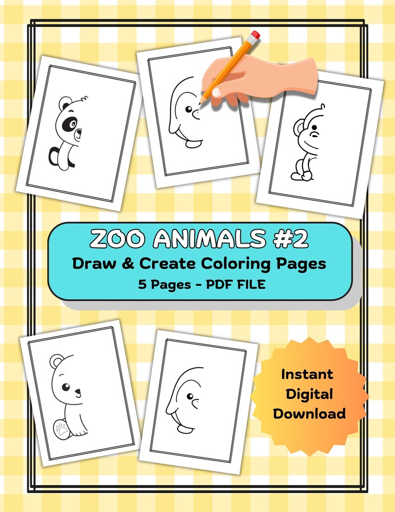 Zoo Animals #2: Draw & Create Coloring Pages (PDF Pattern) - Etsy