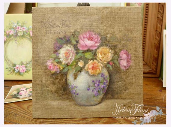 Peinture Tableau Fleurs Bouquet De Roses Anciennes Fantin Latour Fleurs Nature Morte Huile Panneau Lin Hélène Flont Designs