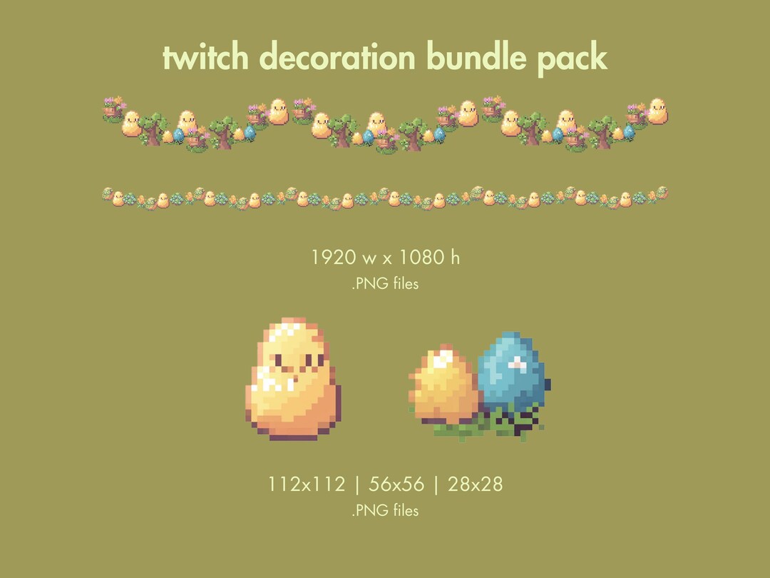 Spring Party Streamer Pixel Art Spring Twitch Streamer Bundle: Easter Overlay & Emotes - Etsy