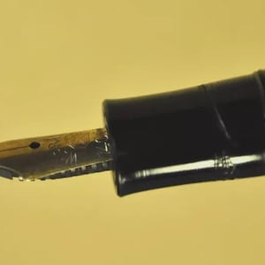 Puede incluir: Una pluma estilogr&aacute;fica negra con un plum&iacute;n met&aacute;lico de tono dorado que presenta un intrincado dise&ntilde;o grabado. El plum&iacute;n est&aacute; unido a una secci&oacute;n de agarre negra, lisa y brillante, que se conecta a un cuerpo roscado de dise&ntilde;o cl&aacute;sico.
