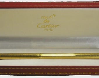 CARTIER  Must De C A R T I E R  Vendome Oval Trinity Plaque OR G  Vintage Made in France Approx. circa 1971's  Ballpoint pen  with  Case