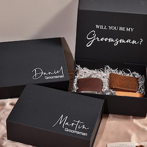 stalknecht geschenkdoos gepersonaliseerde, magnetische zwarte lege geschenkdoos, aangepaste getuige opvouwbare geschenkdoos, stalknecht voorsteldoos, huwelijksgeschenkdoos