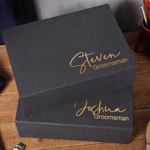 Magnetic Groomsman Gift Box, Personalized Black Empty Gift Box, Custom Best Man Folding Gift Box, Groomsman Proposal Box, Wedding Gift Box