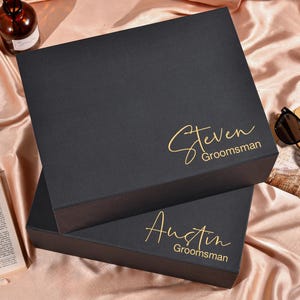 Scatola regalo personalizzata per lo sposo, scatola regalo magnetica nera vuota, scatola regalo pieghevole personalizzata per il testimone dello sposo, scatola per la proposta di matrimonio, scatola regalo per matrimonio