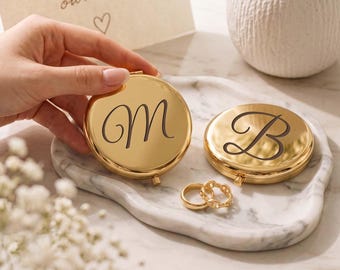 Personalized Compact Mirror with Name, Custom Engraved Monogram Makeup Mirror, Bridesmaid Gift