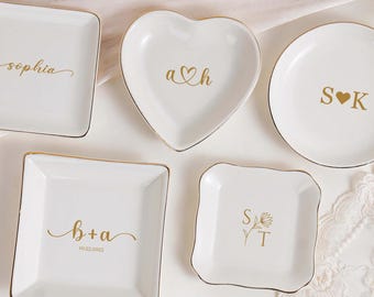 Personalized Jewelry Dish,Engagement Ring Dish,Wedding Gifts for Couple,Bridal Shower Gift,Ring Holder,Birthday Gift for Her,Christmas Gifts