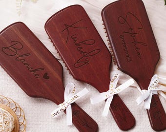 Customized Wooden Hair Comb, Personalized Bamboo Hair Brush, Bridal Shower Gift